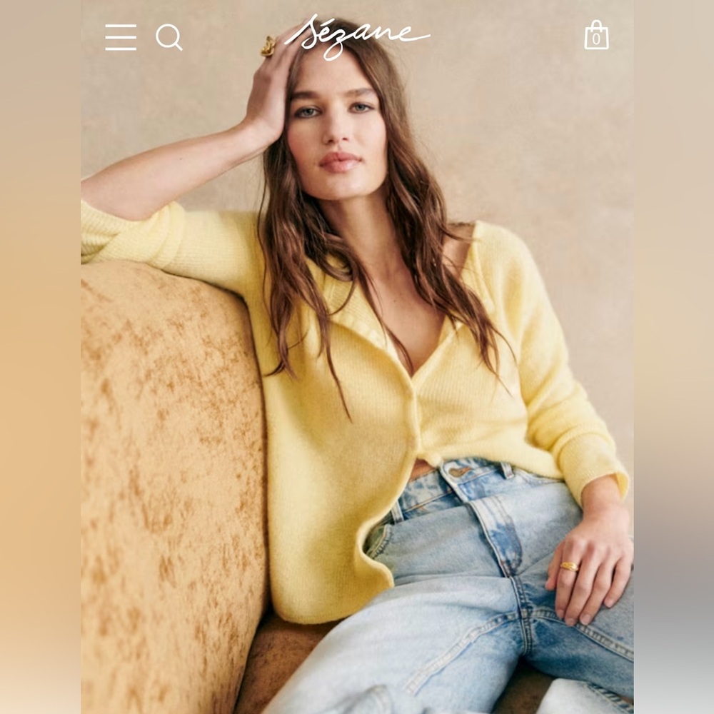 Sezane Gaspard Cardigan Jaune Pastel. - Size S